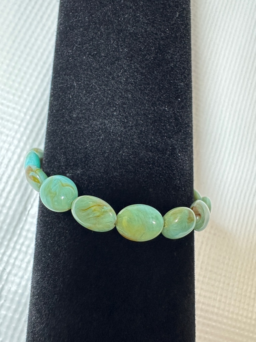 Green Marbled Bead Stretch Bracelet - Women Jewelry